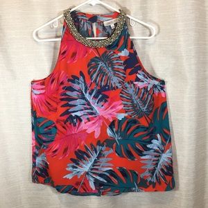J Lopez tropical print bare shoulders top sz large